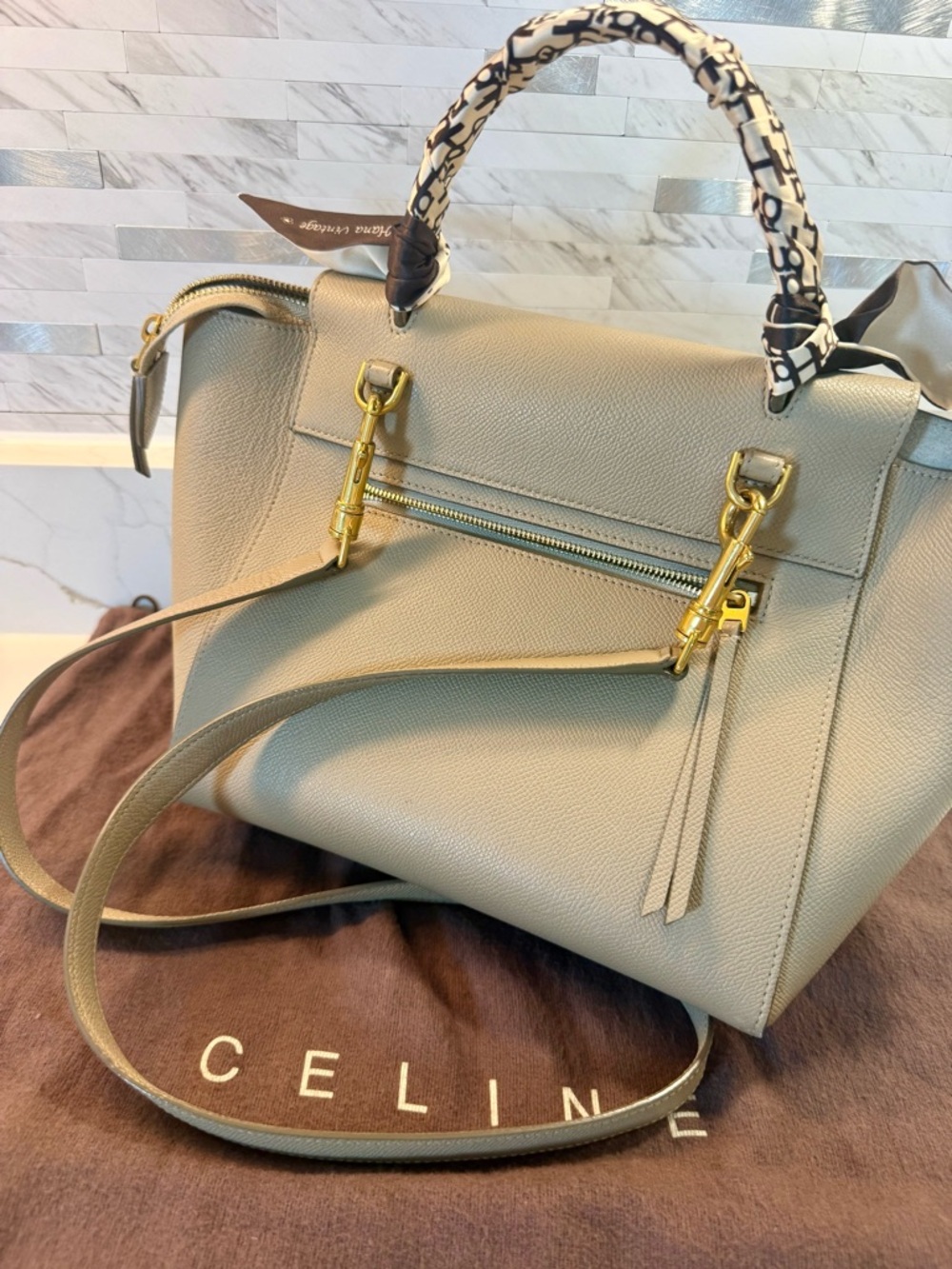 Celine Mini Belt Bag – Taupe Grey Grained Calfskin - Picture 10 of 16